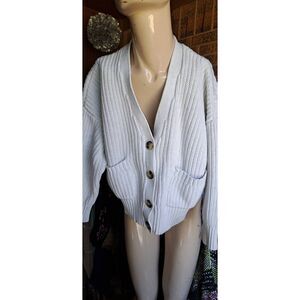 aerie Cropped Medium Cream Cardigan Sweater